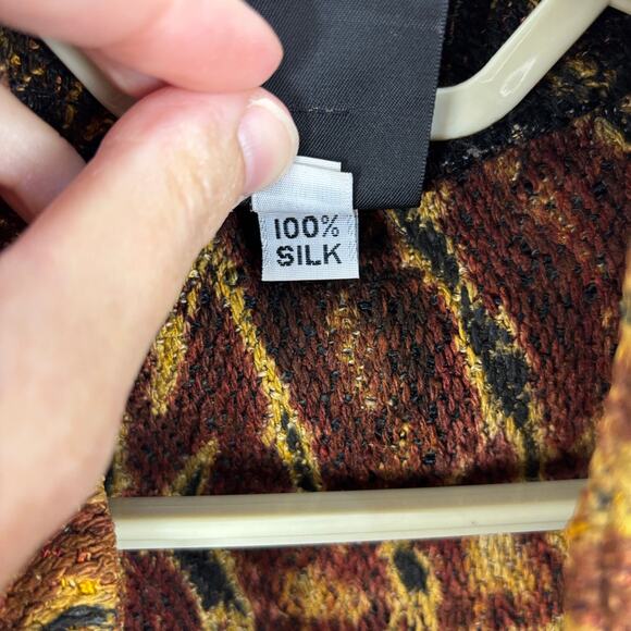 Candiss Cole Vintage 100% Silk Jacket Medium Snake Reptile Print Orange Green - Picture 10 of 10